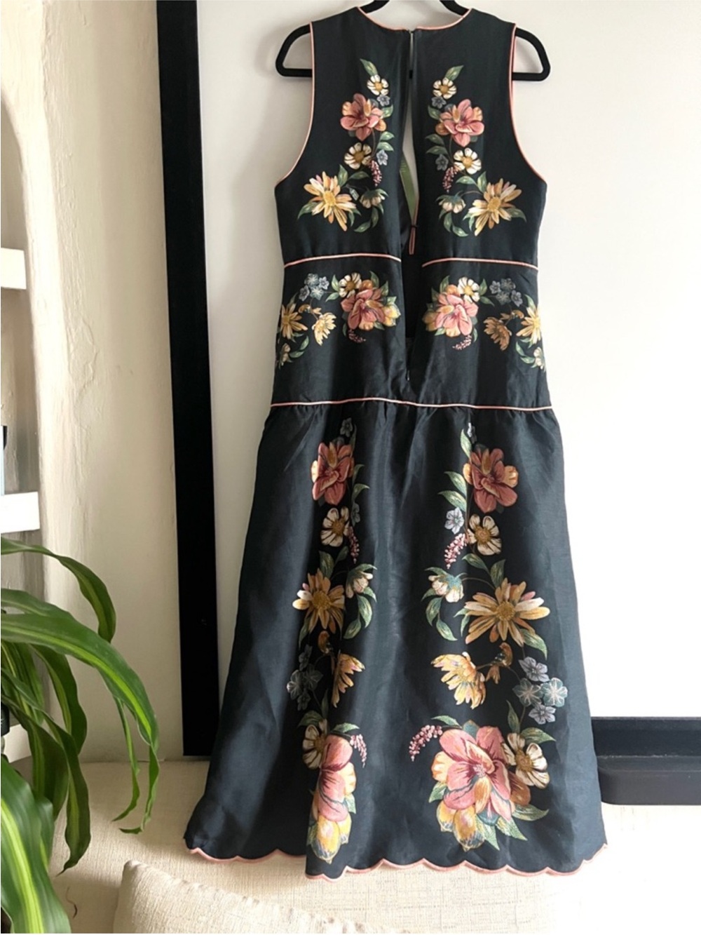FARM Rio Maira Floral Dark Blue Linen Midi Dress Size Large NWT - Picture 14 of 14